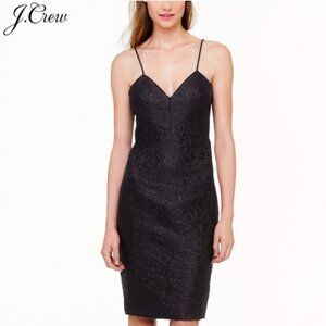 J CREW black glitter floral jacquard sheath dress